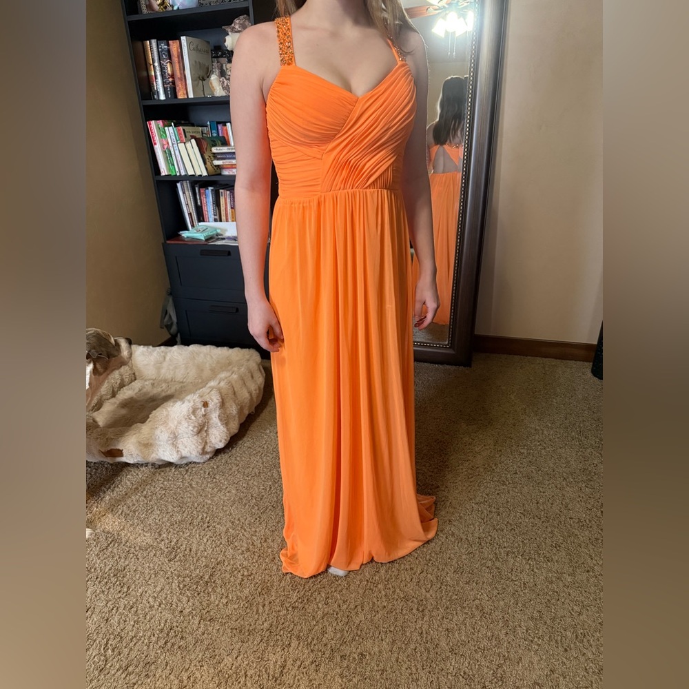 Hailey Logan Vibrant Orange Prom Dress